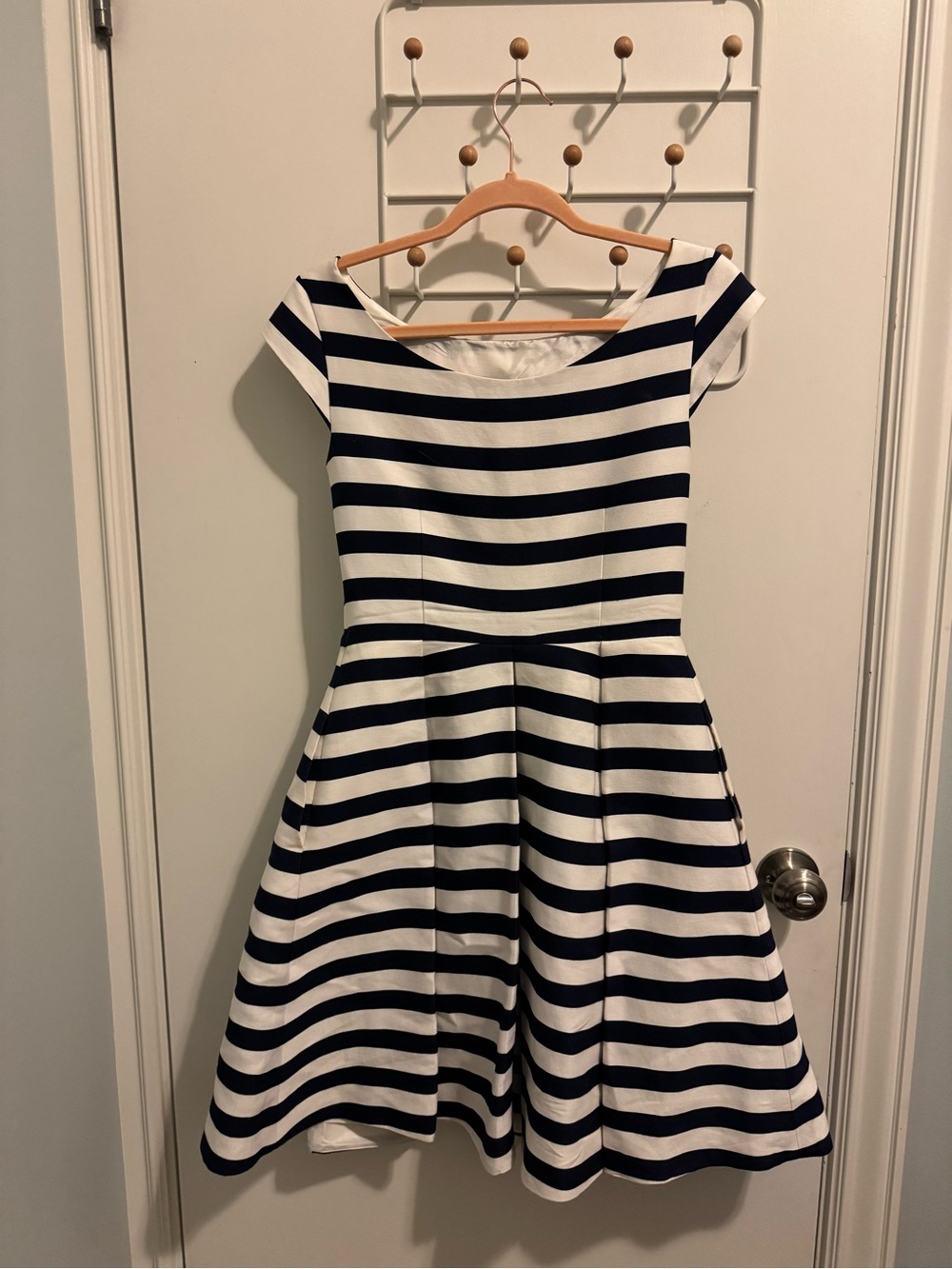 kate spade Navy and White Striped Fit-and-Flare Dress